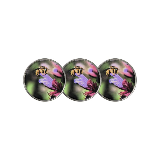 Bee and Flower bmcnm Golf Ball Marker (3 Up)