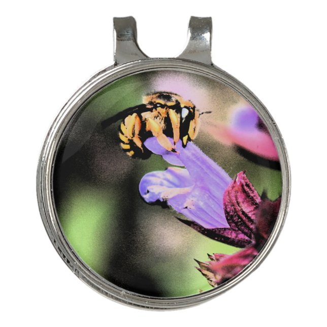 Bee and Flower hccna Golf Hat Clip (Front)