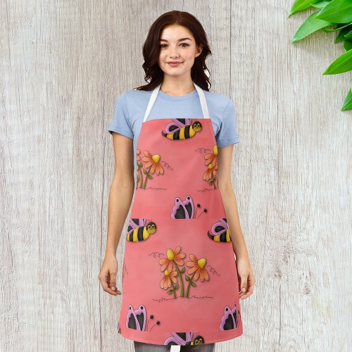 Bee And Flowers Apron