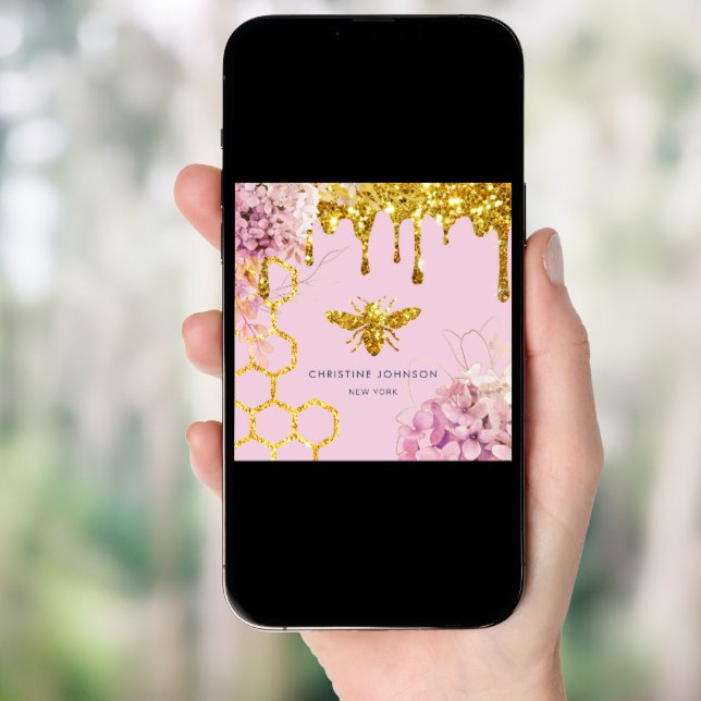 bee and flowers Business Card (Front Digital)