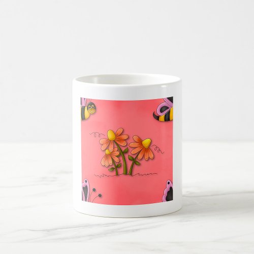 Bee And Flowers Coffee Mug