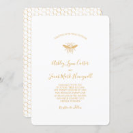 Bee and Golden Honeycomb Pattern 2 Invitation