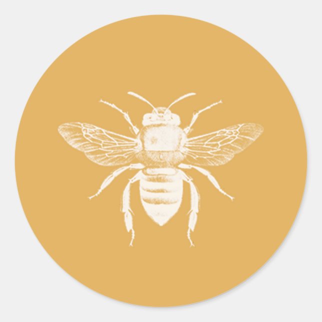 Bee and Golden Honeycomb Pattern Classic Round Sticker (Front)