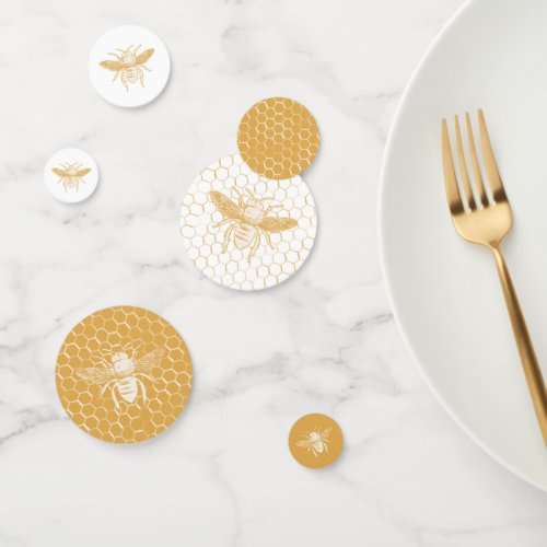 Bee and Golden Honeycomb Pattern Confetti