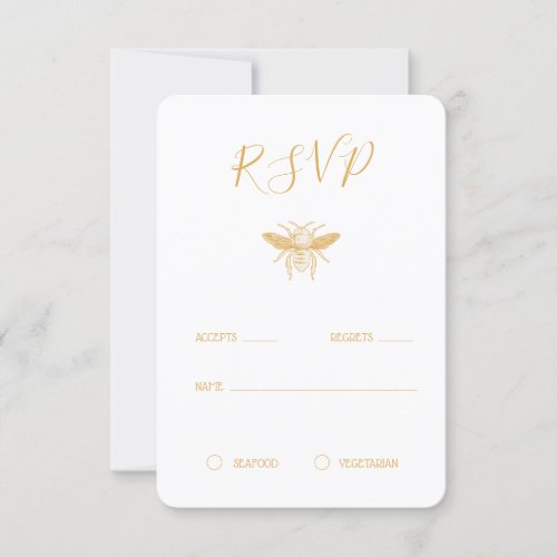 Bee and Golden Honeycomb Pattern RSVP