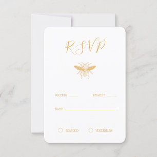 Bee and Golden Honeycomb Pattern RSVP Card