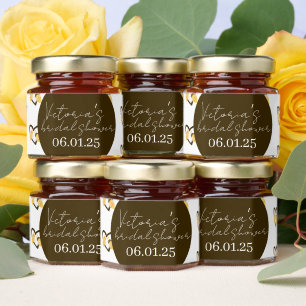 Bee and Heart Yellow Brown Bridal Shower  Honey Jar Favors