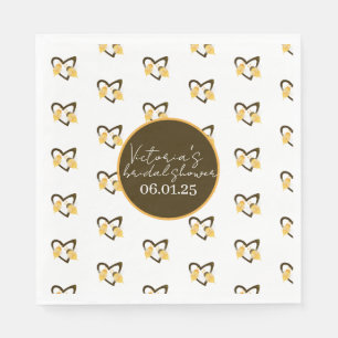 Bee and Heart Yellow Brown Bridal Shower  Napkins