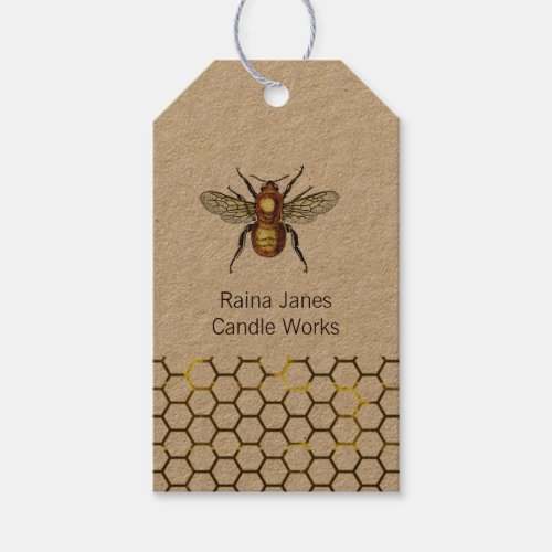 Bee And Honey Comb Kraft Product Gift Tags