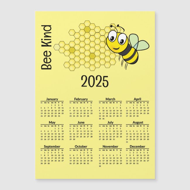 Bee and Honeycomb 2025 Calendar Magnetic Card