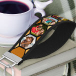 Bee and Honeycomb 8 Photo Collage Wrist Keychain<br><div class="desc">Honeycomb photo strip. The photo template is set up for you to create your own photo collage with up to 8 different pictures. Family photographs, pet pictures, selfies, instagram pics or wedding portraits will all look great. Your pictures will automatically be displayed in hexagon shape, to form the honeycomb pattern....</div>
