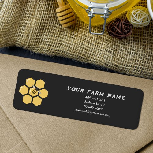 Bee and Honeycomb Black Return Address Label