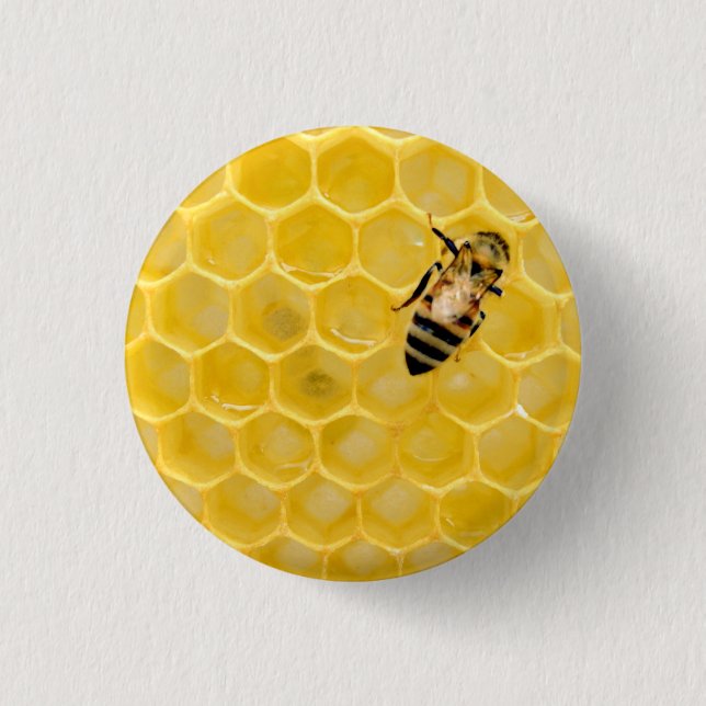 bee and honeycomb button (Front)