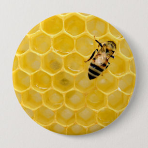 bee and honeycomb button