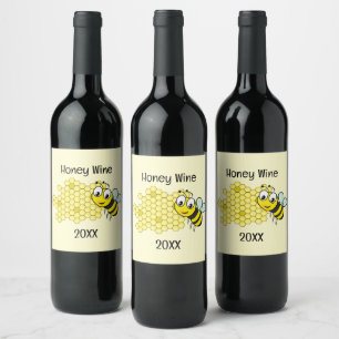 Bee and Honeycomb Design Wine Label