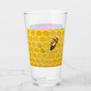 bee and honeycomb glass