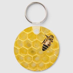bee and honeycomb keychain