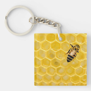 bee and honeycomb keychain
