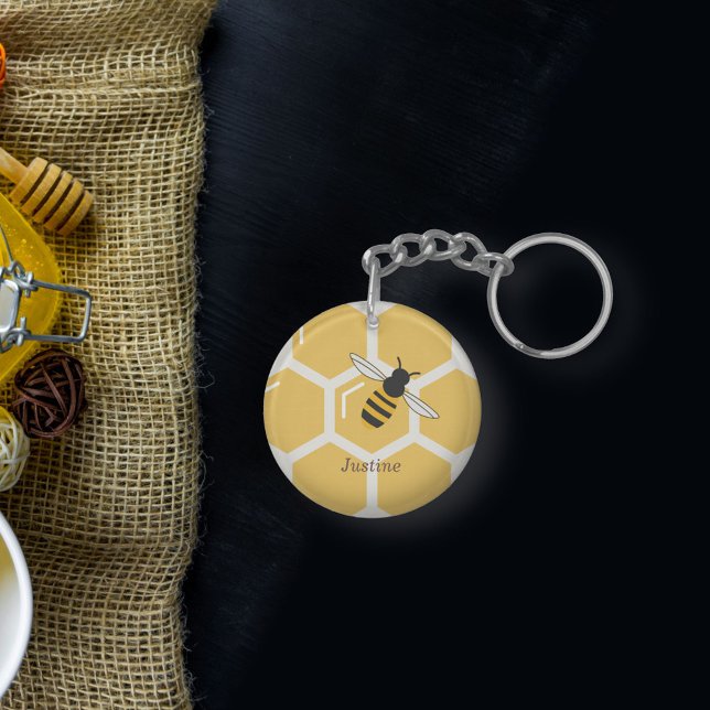 Bee and Honeycomb Keychain (Bee and Honeycomb Keychain)