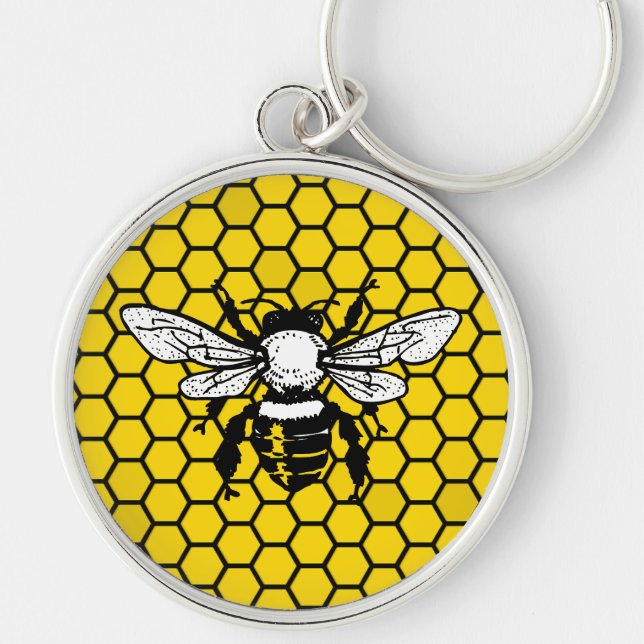 Bee and honeycomb keychain for beekeepers (Front)