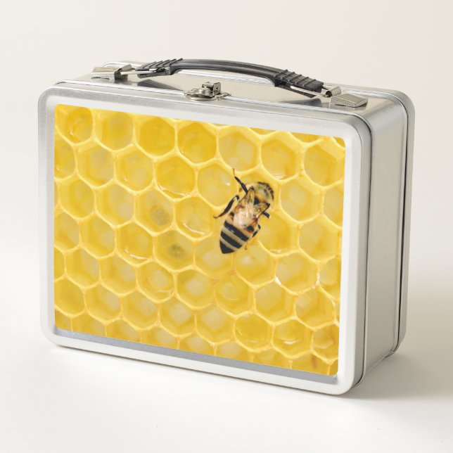 bee and honeycomb metal lunch box (Front)