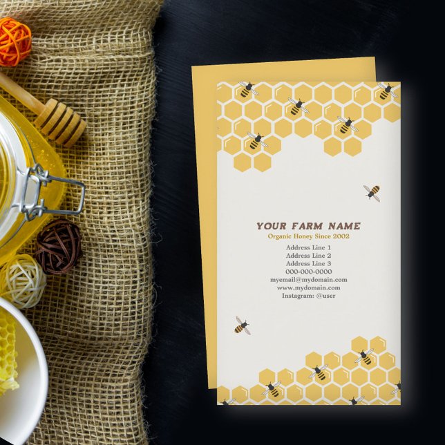 Bee and Honeycomb Pattern Business Card (Bee and Honeycomb Pattern Business Card)