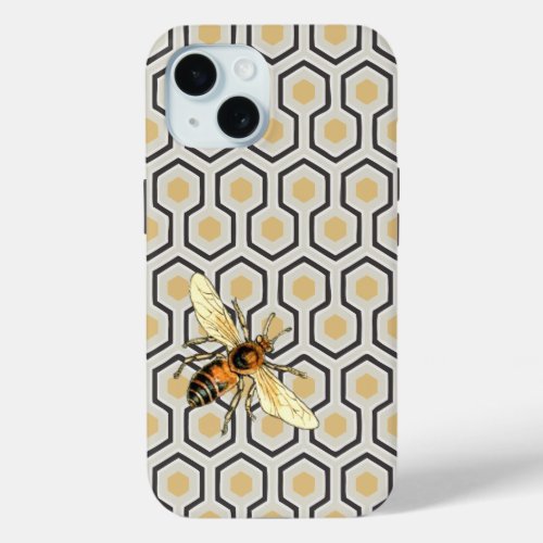 Bee and Honeycomb Pattern iPhone 15 Case