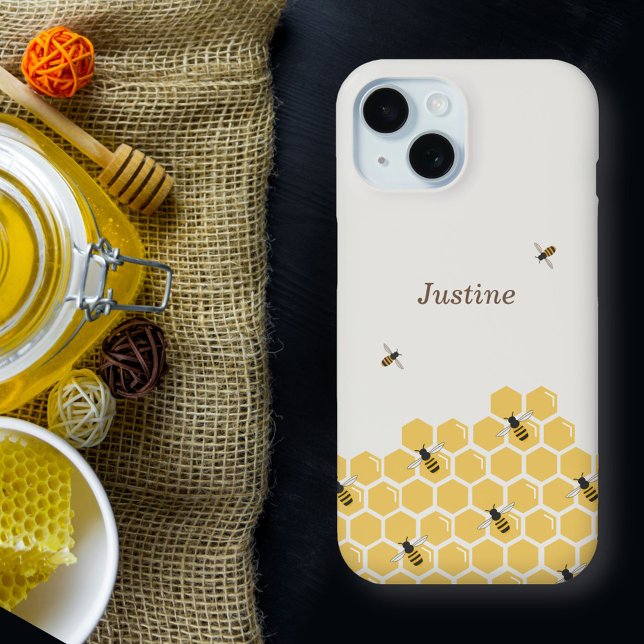Bee and Honeycomb Pattern Iphone Case (Bee and Honeycomb Pattern Phone Case)