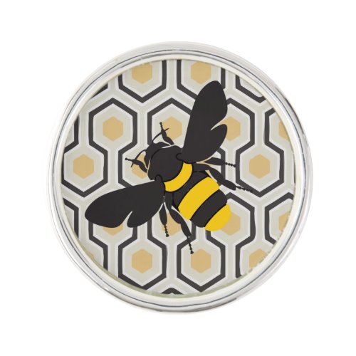 Bee and Honeycomb Pattern Lapel Pin