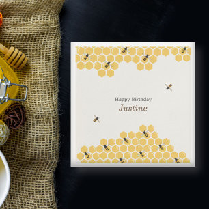 Bee and Honeycomb Pattern Napkins