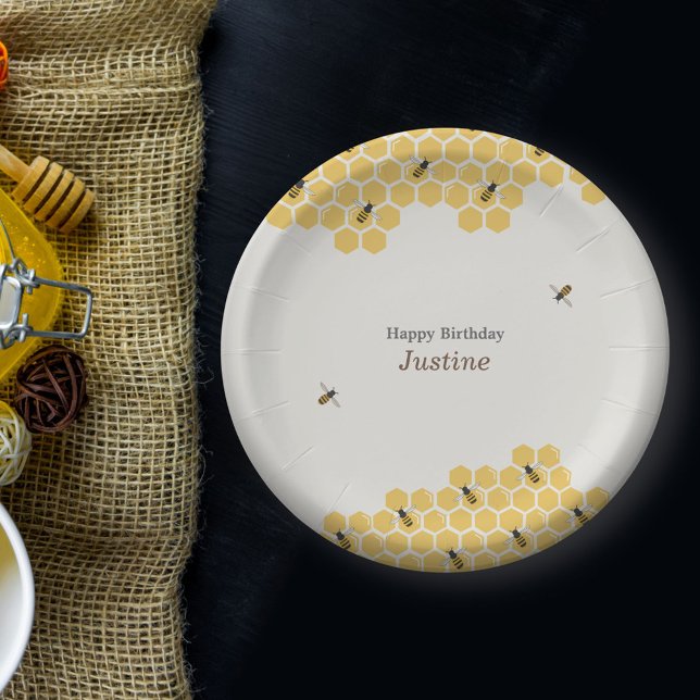 Bee and Honeycomb Pattern Paper Plates (Bee and Honeycomb Paper Plates)