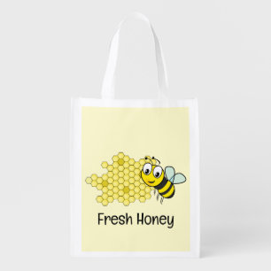 Bee and Honeycomb Reusable Grocery Bag