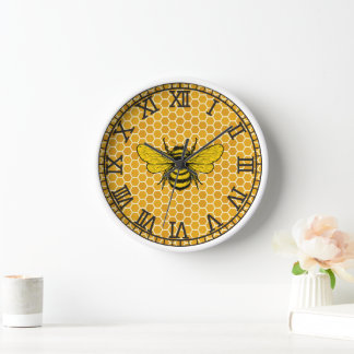 Bee and Honeycomb Wall Clock