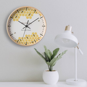 Bee and Honeycomb Wall Clock