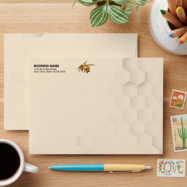 Bee and Honeycomb Watermark Envelope (Desk)