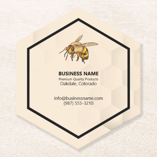 Bee and Honeycomb Watermark Satin Gold Paper Coast Paper Coaster