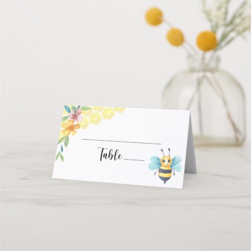 Bee and honeycombs floral place card