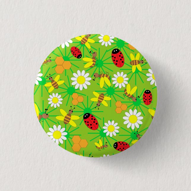 Bee and lady bug pattern.ai button (Front)