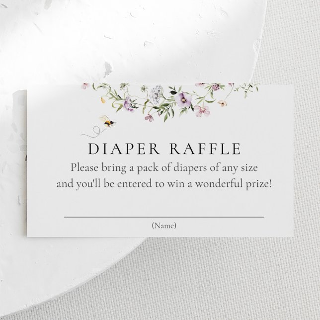 Bee and Lavender Wildflowers Diaper Raffle Enclosure Card (Creator Uploaded)