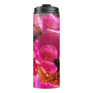 Bee and Pink Rose Thermal Tumbler