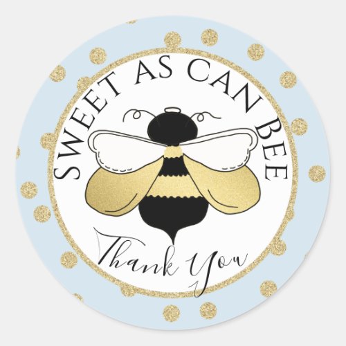 Bee and Polka Dots Thank You Classic Round Sticker