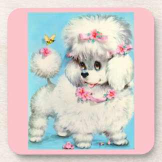 bee and poodle puppy beverage coaster