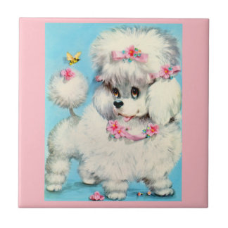 bee and poodle puppy ceramic tile