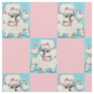 bee and poodle puppy novelty print fabric