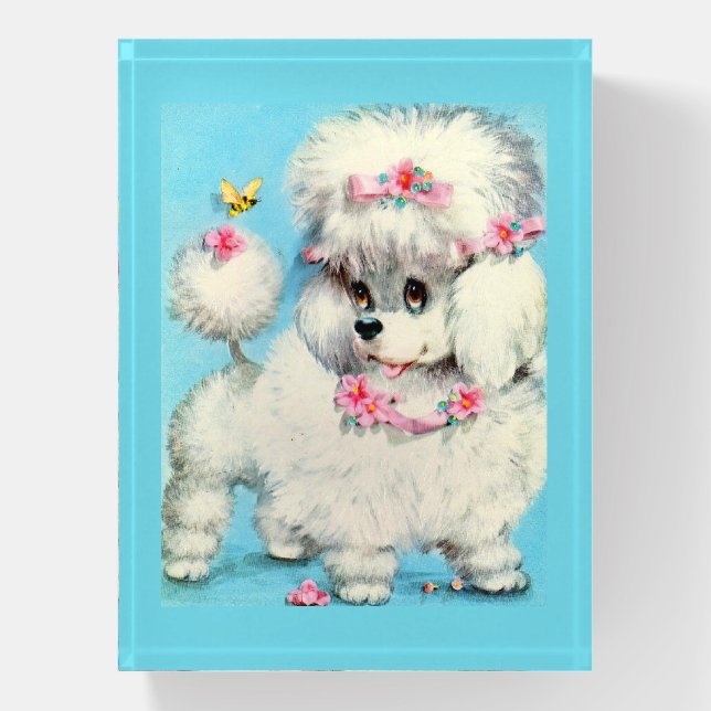 bee and poodle puppy paperweight (Vertical)