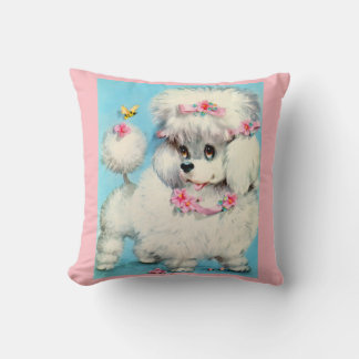 bee and poodle puppy print throw pillow