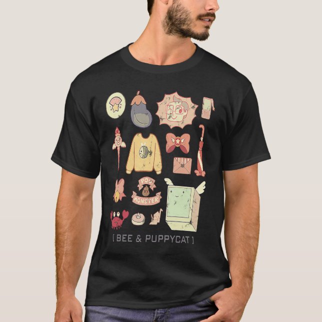 Bee And Puppycat Crab Poo Monster Cute Pink Purple T-Shirt (Front)