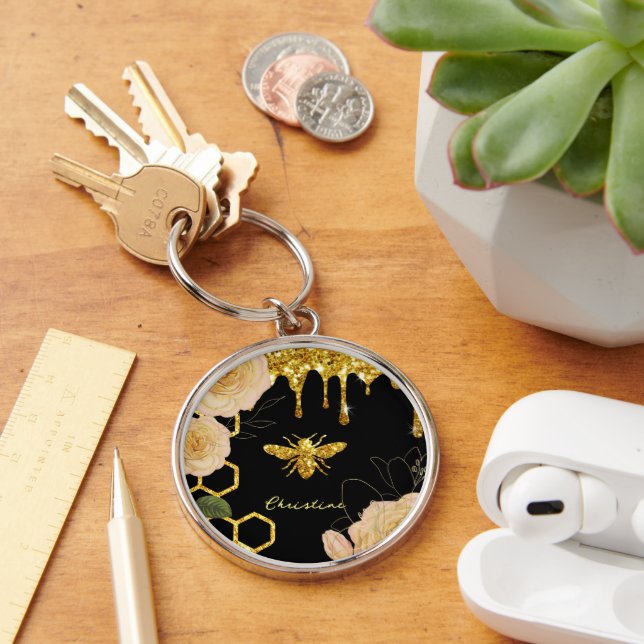 Bee and roses  keychain (Desk)