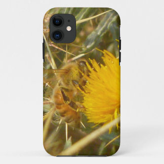Bee and Star Thistle (Centaurea solstitialis) iPhone 11 Case