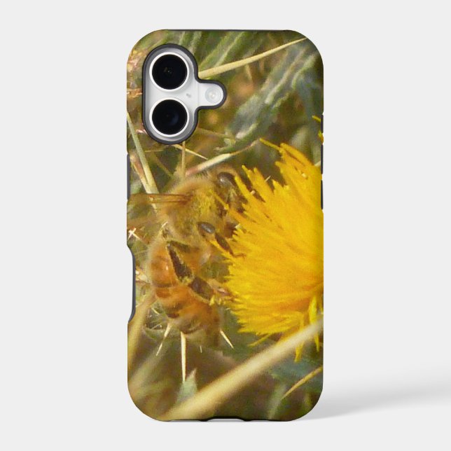 Bee and Star Thistle (Centaurea solstitialis) Iphone Case (Back)